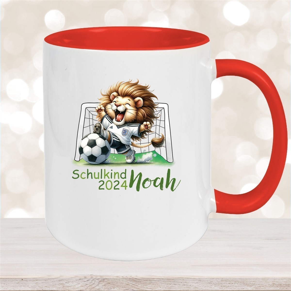 Tasse Schulkind #13 Wunschname Fußball#2 Keramik Kinderbecher Personalisiert versch. Farben