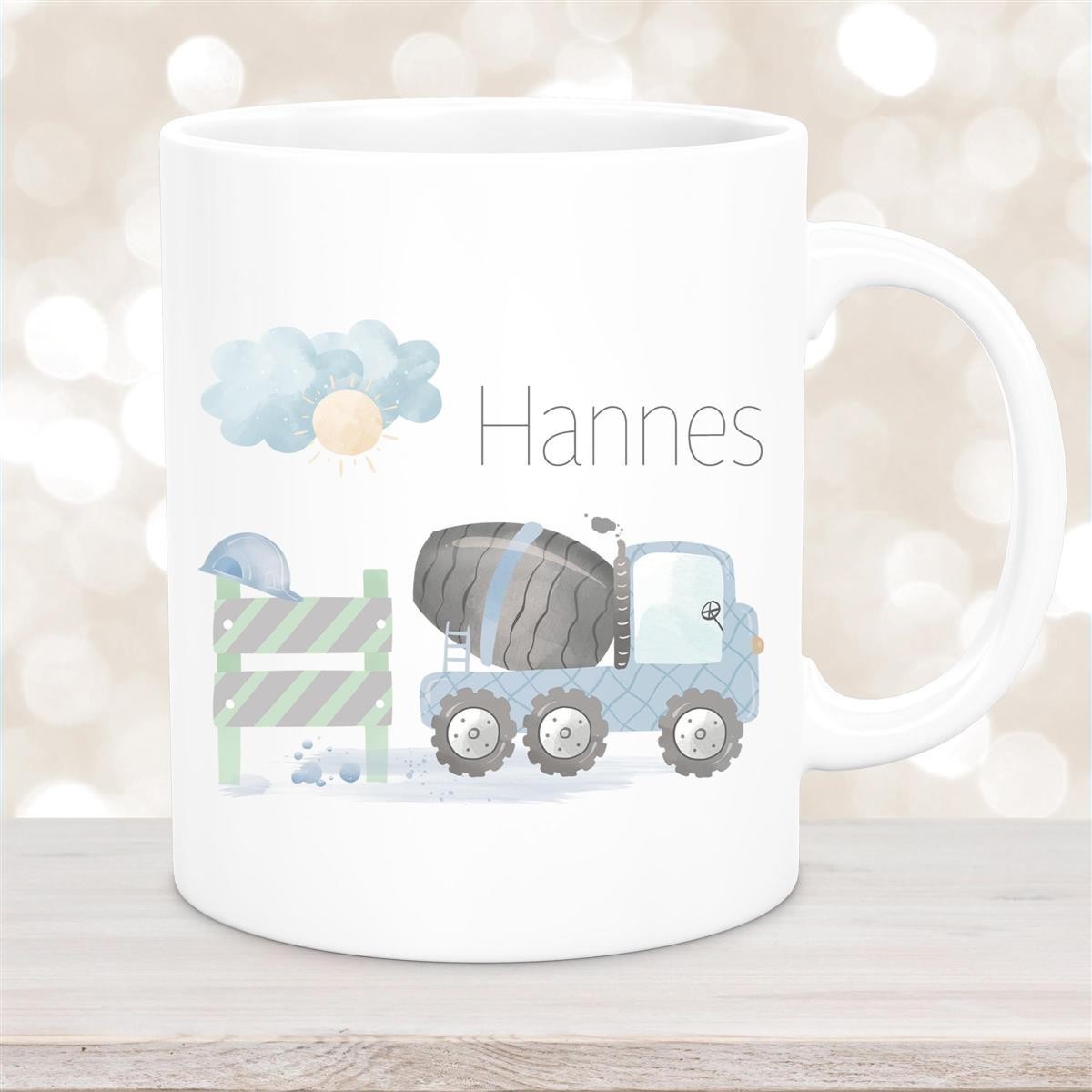 Tasse Wunschname Baustelle Betonmischer #1 Keramik Kinderbecher Weiß Tasse Wunschname Baustelle Betonmischer #1 Keramik Kinderbecher Weiß