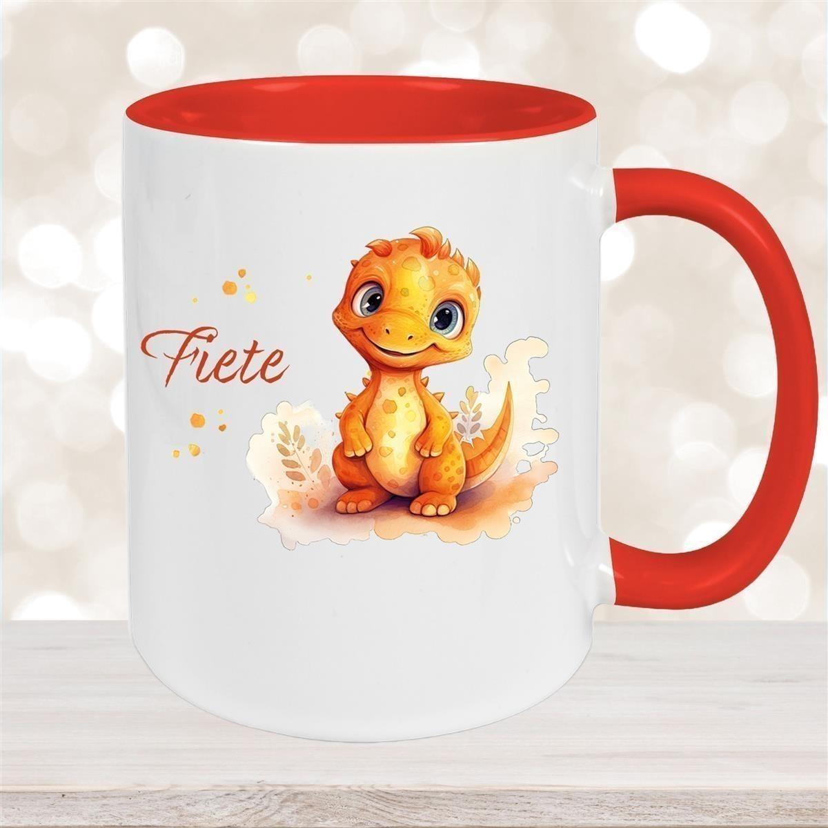 Tasse Dino 10 Wunschname Keramik Kinderbecher Personalisiert versch. Farben