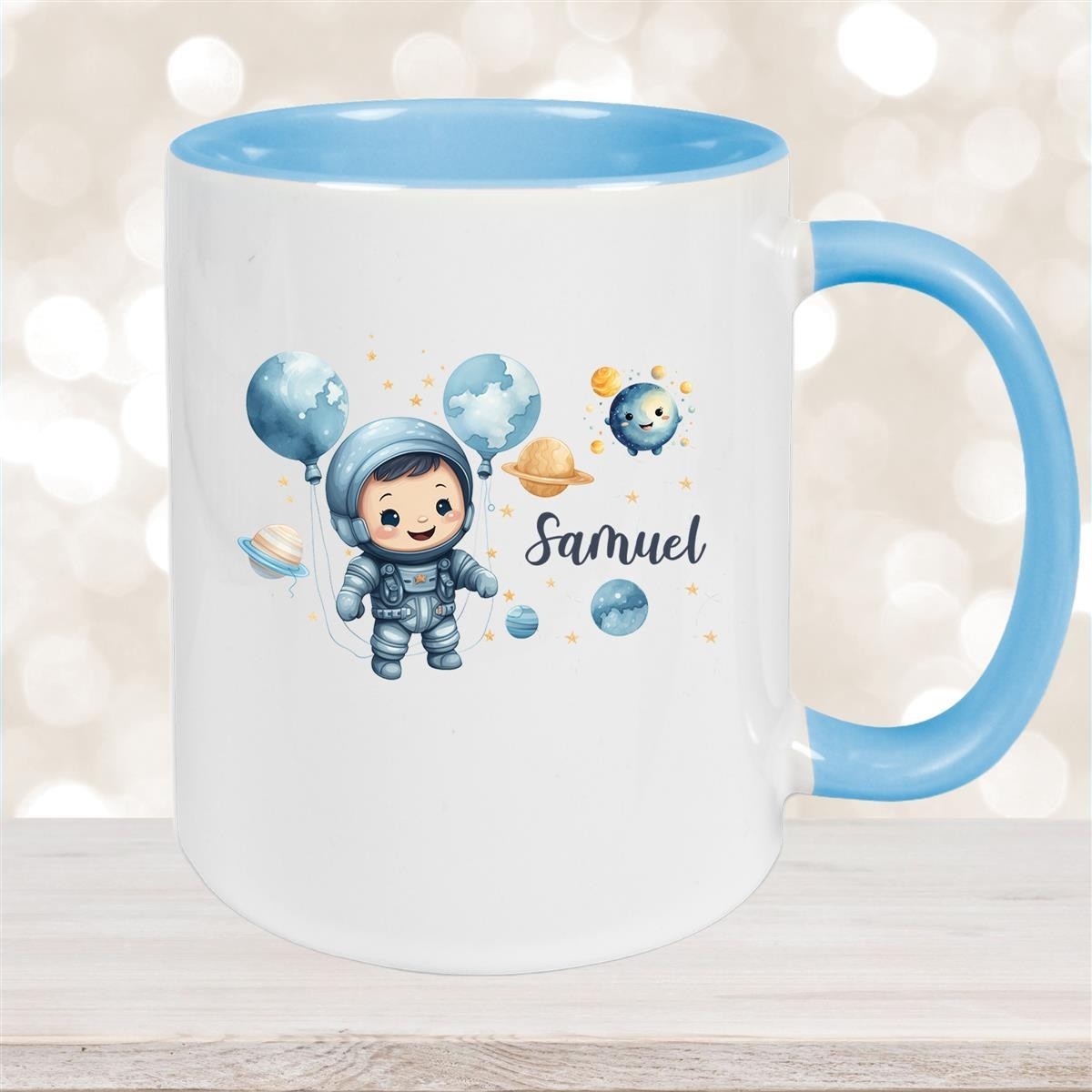 Tasse Kinder Astronaut #1 Wunschname Keramik Kinderbecher personalisiert versch. Farben