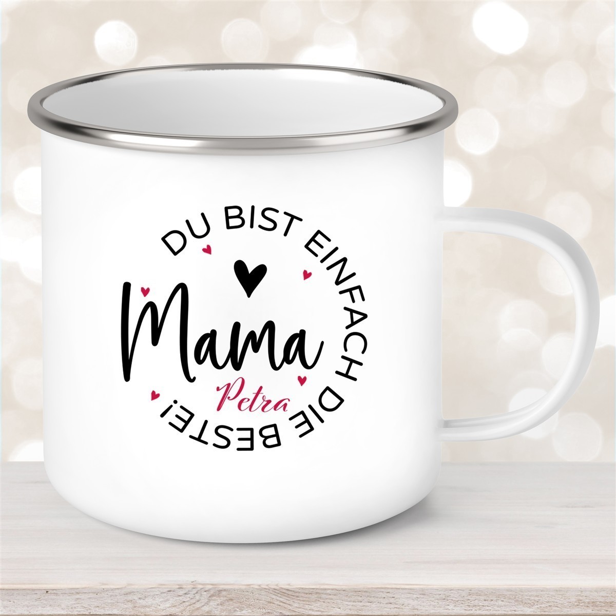 Tasse Muttertag #13 Wunschnamen Emaille Personalisiert Tasse Muttertag #13 Wunschnamen Emaille Personalisiert