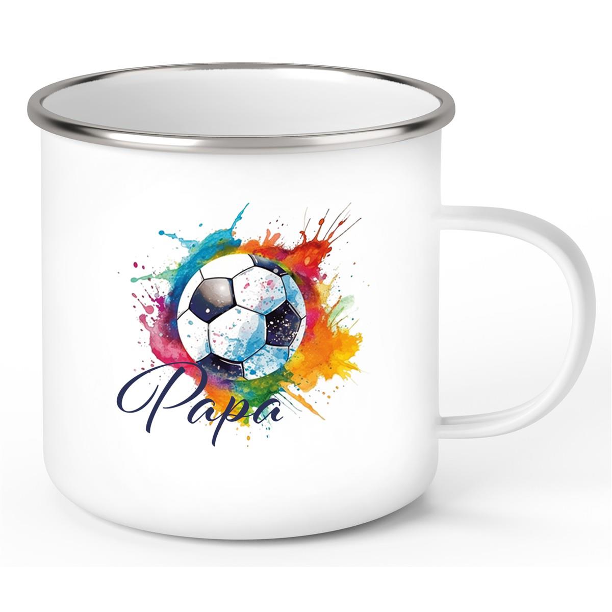 Tasse Fußball 20 Wunschname Emaille Kinderbecher personalisiert