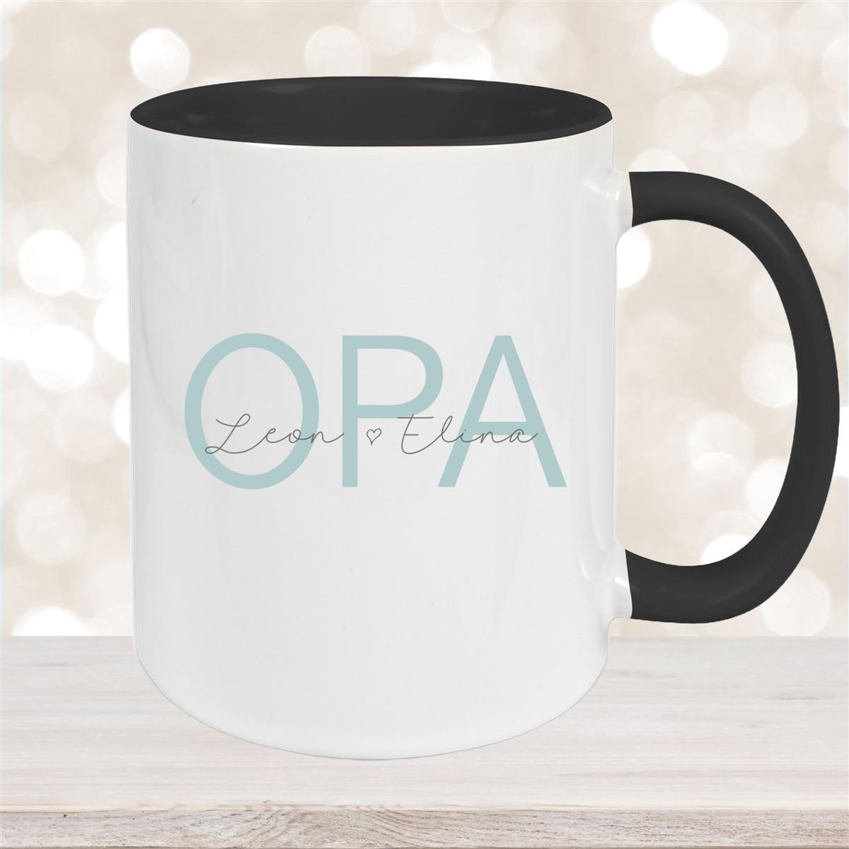 Tasse, Opa, Vatertag, Geburtstag 1 Wunschnamen Keramik Personalisiert versch. Farben