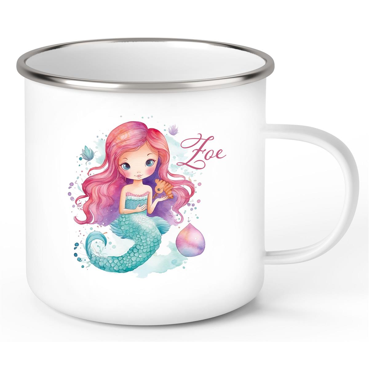 Tasse Wunschname Meerjungfrau 1 Emaille Kinderbecher