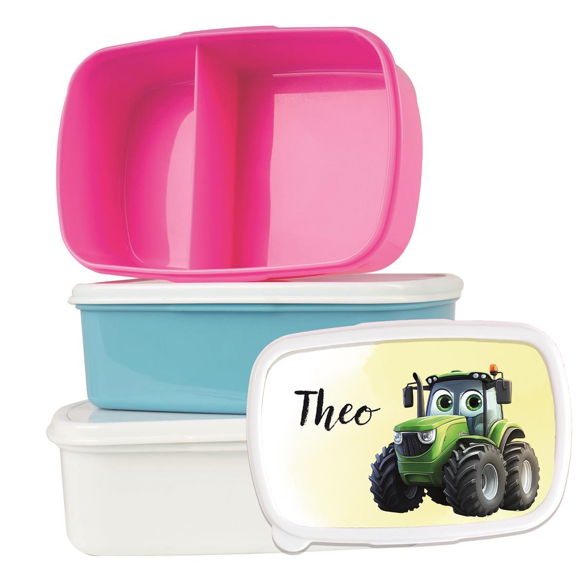 Brotdose mit Namen Traktor 02 – Personalisierte Lunchbox für Schule & Kindergarten versch. Farben