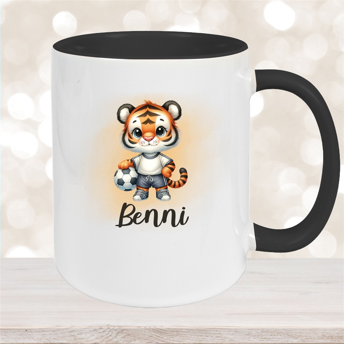 Tasse Wunschname Fußball #16 Personalisiert Tiger Keramik Kinderbecher versch. Farben