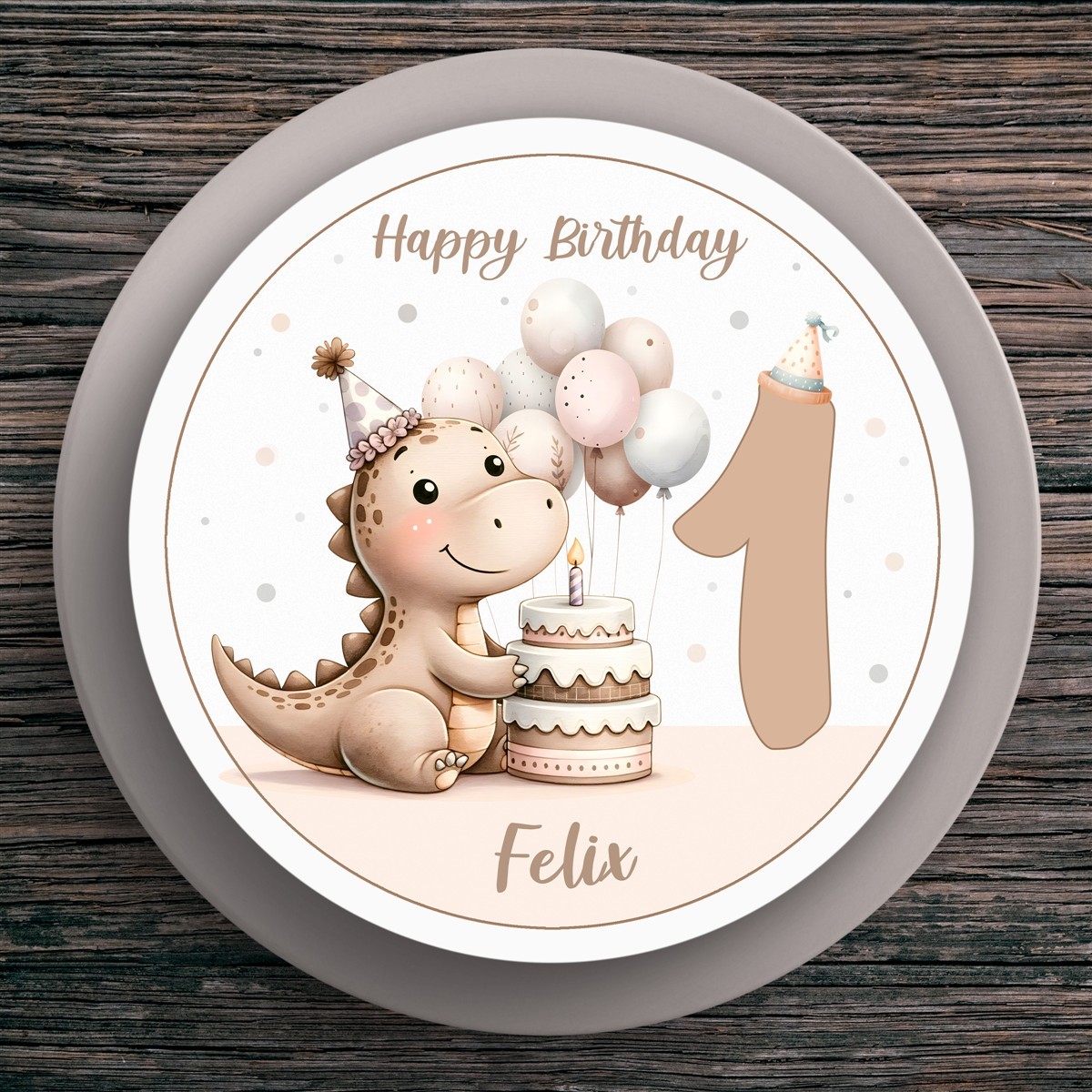 Tortenaufleger Geburtstag Dino #7 Name & Zahl (20cm) Fondant Papier