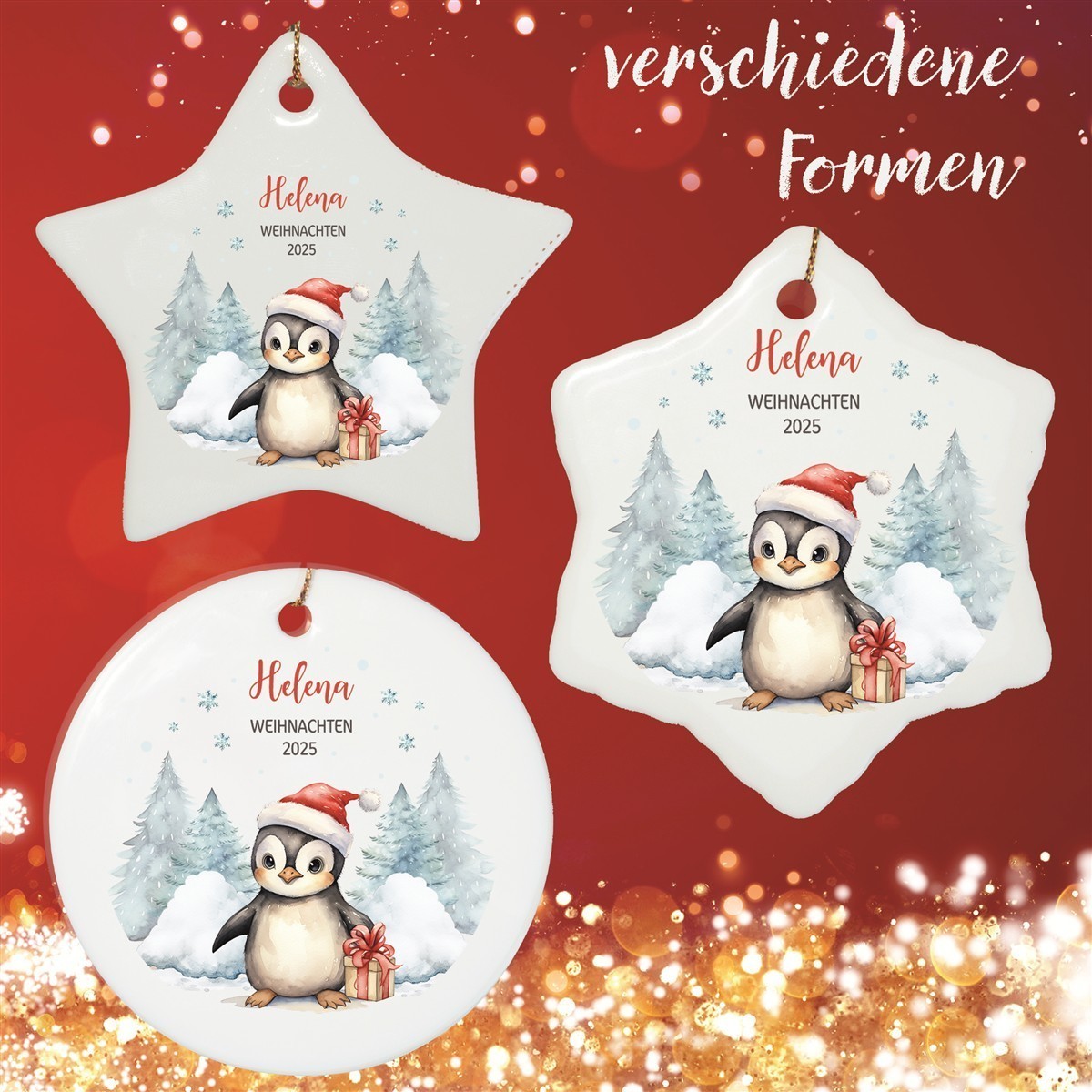 Christbaumanhänger Weihnachten Pinguin erstes Weihnachten #1 Ornament Christbaumschmuck Rund Christbaumanhänger Weihnachten Pinguin erstes Weihnachten #1 Ornament Christbaumschmuck Rund