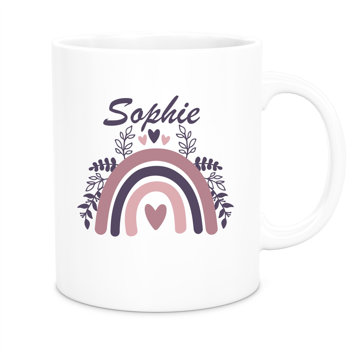 Tasse Regenbogen #8 Wunschname Keramik Kinderbecher Weiß