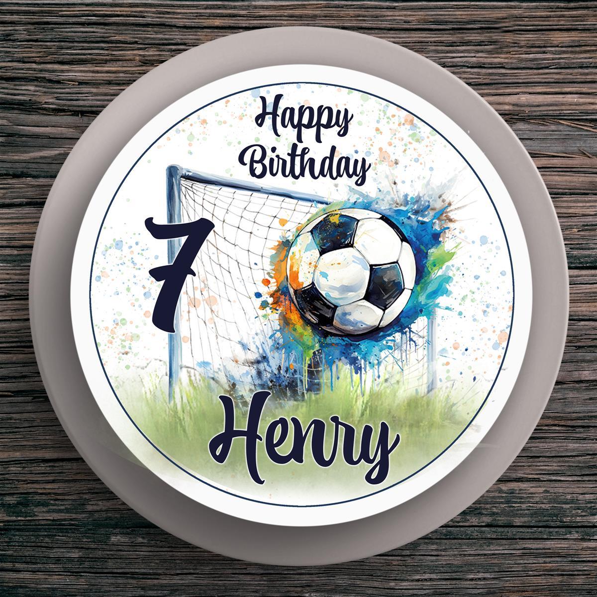 Tortenaufleger Geburtstag Fußball #9 Personalisiert Name & Zahl (20cm) Fondant Papier