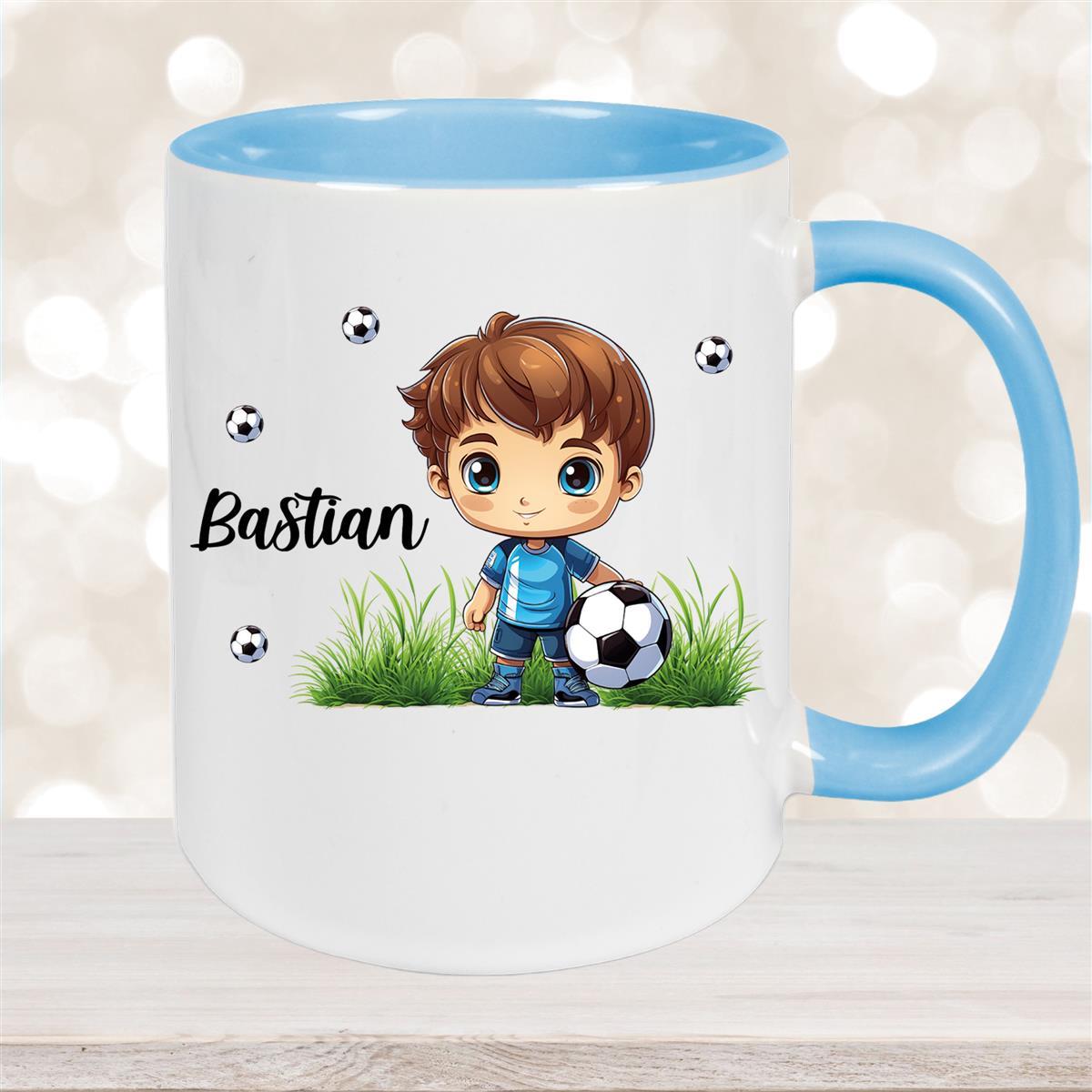 Tasse Fußball #6 Wunschname Keramik Kinderbecher personalisiert versch. Farben