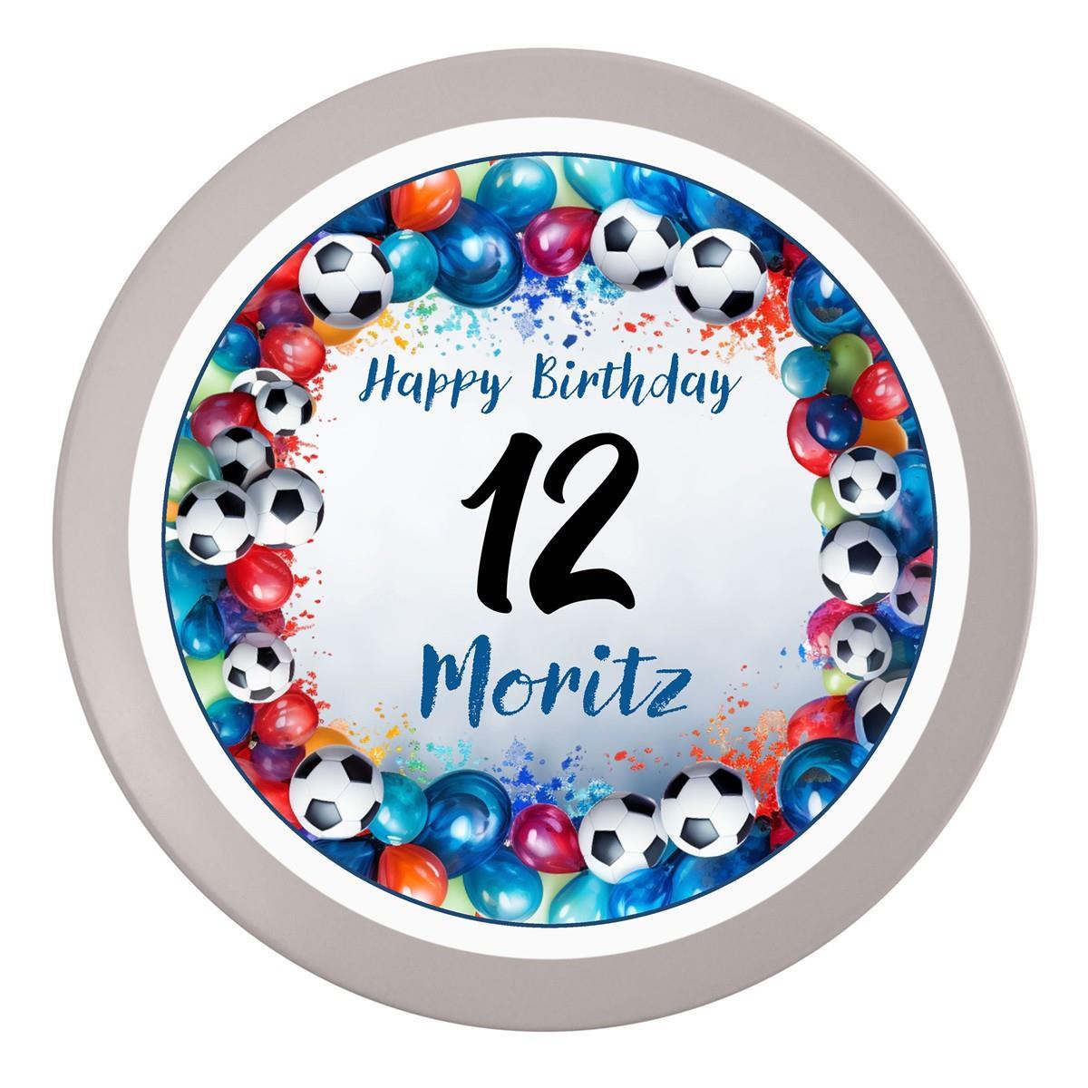 Tortenaufleger Geburtstag Fußball 13 Personalisiert Name & Zahl (20cm) Fondant Papier