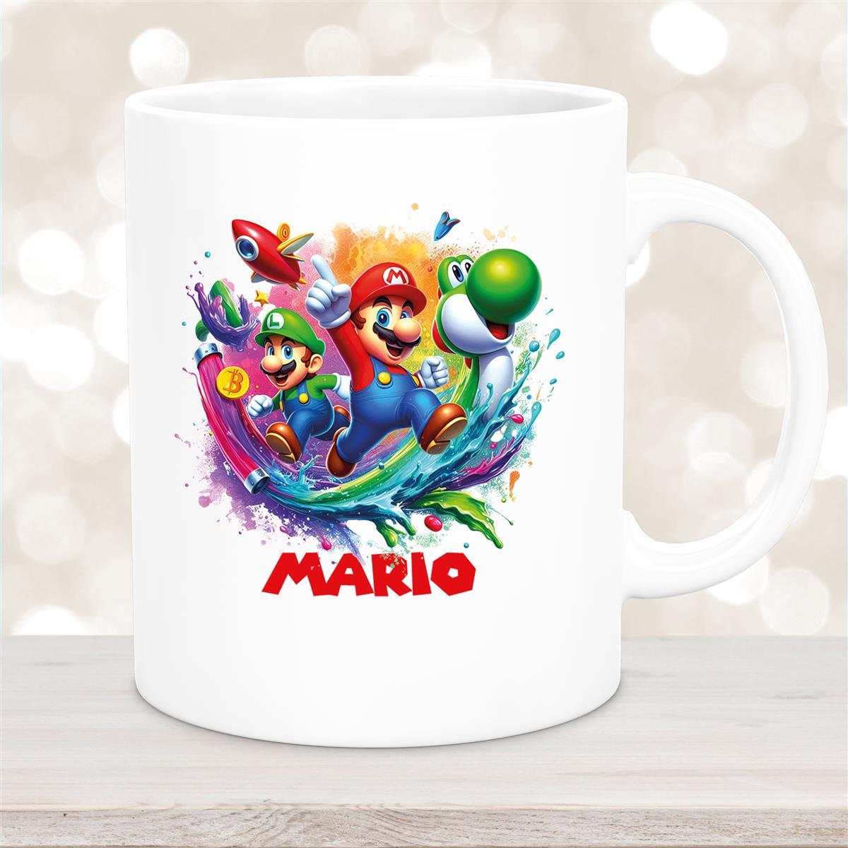 Tasse Wunschname Super-Mario #2 Keramik Kinderbecher personalisiert versch. Farben