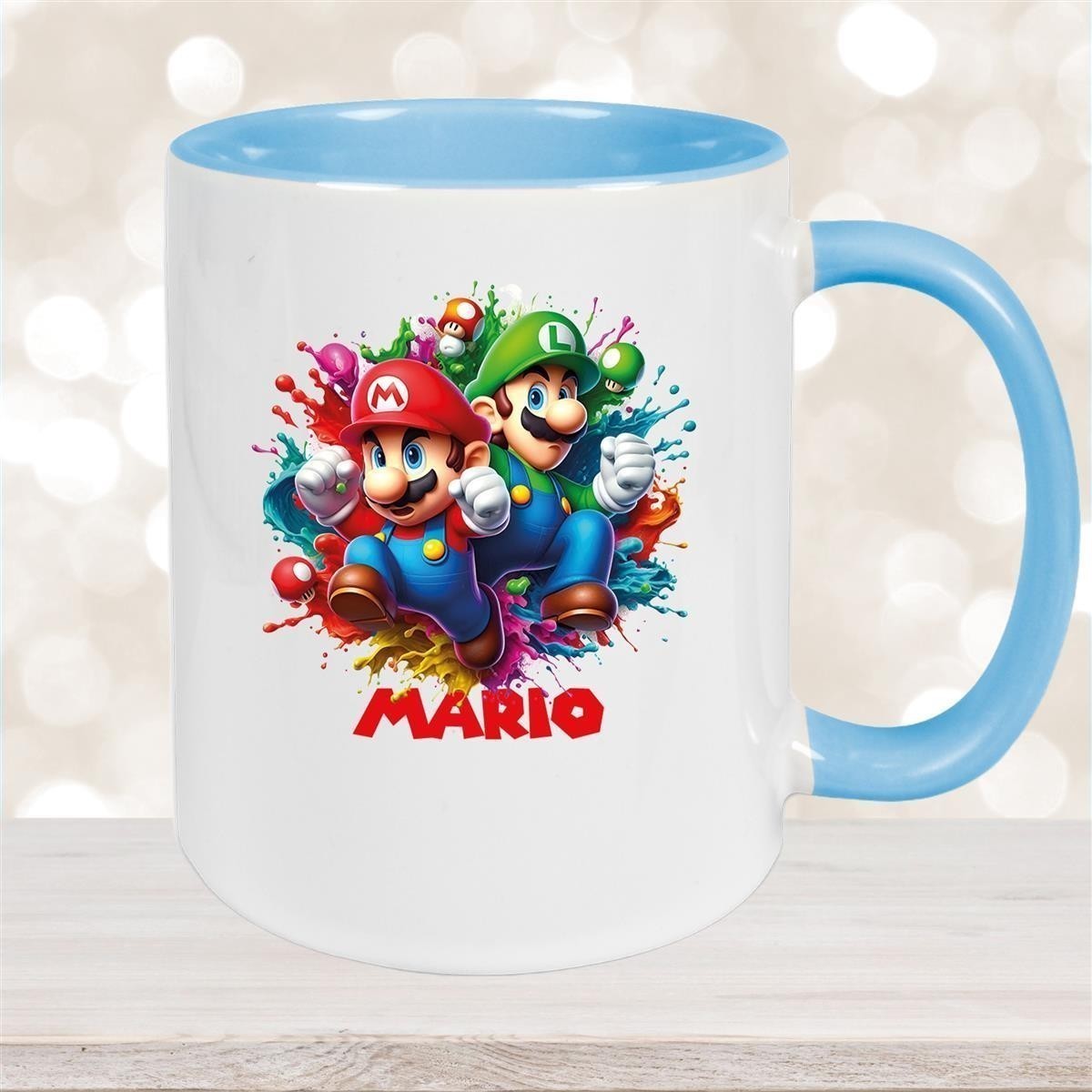 Tasse Wunschname Super-Mario #3 Keramik Kinderbecher personalisiert versch. Farben