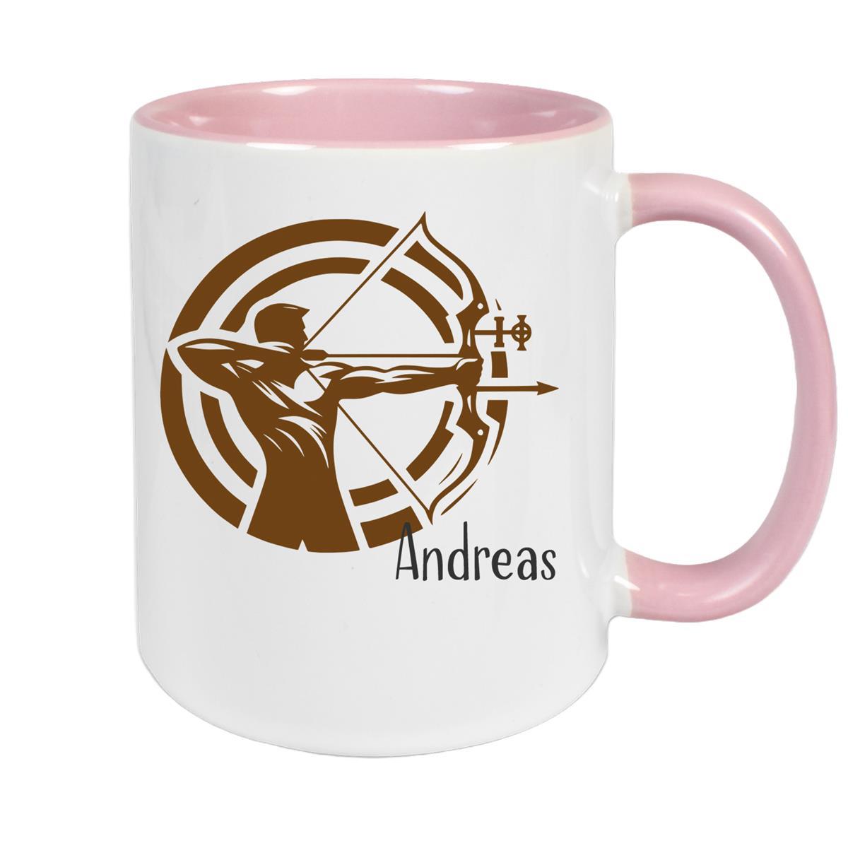 Tasse Bogenschütze 2 Wunschname Keramik personalisiert versch. Farben