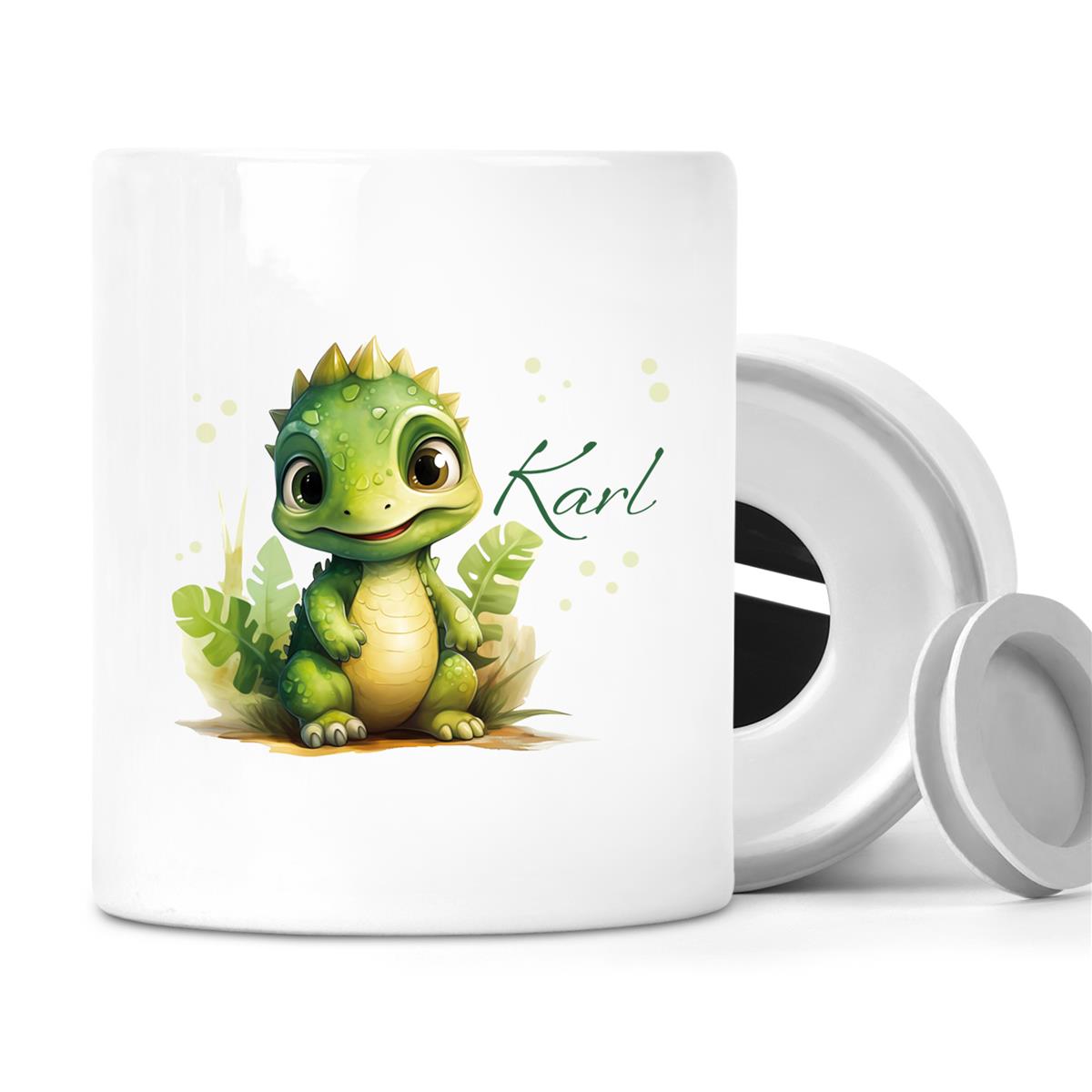 Spardose mit Wunschname Dino #16 personalisiert