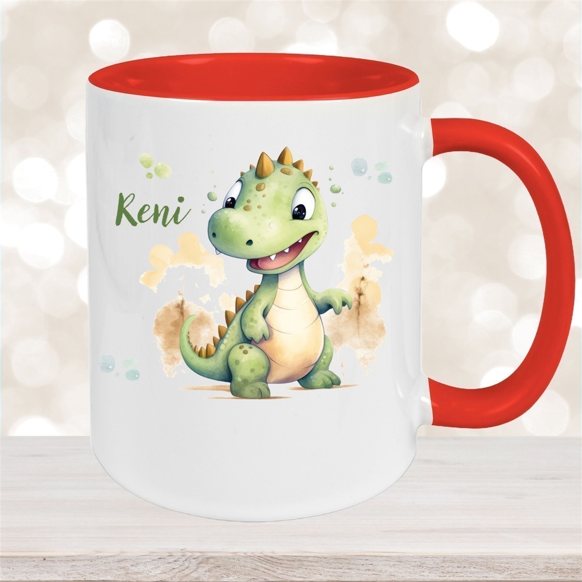 Tasse Wunschname Dino #3 Keramik Kinderbecher versch. Farben