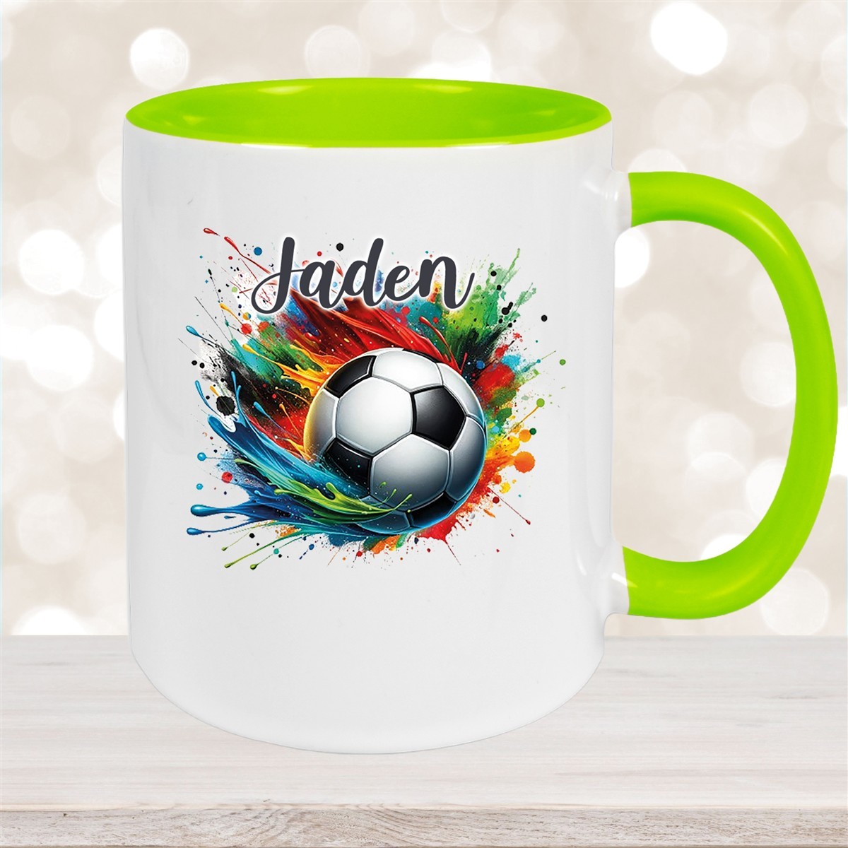 Tasse Wunschname Fußball #11 Keramik Kinderbecher versch. Farben