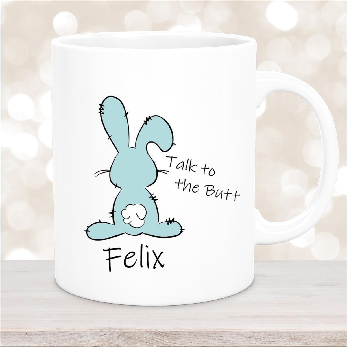 Tasse Ostern - Hase Talk to the Butt #2 Wunschnamen personalisiert Keramik Weiß Tasse Ostern - Hase Talk to the Butt #2 Wunschnamen personalisiert Keramik Weiß