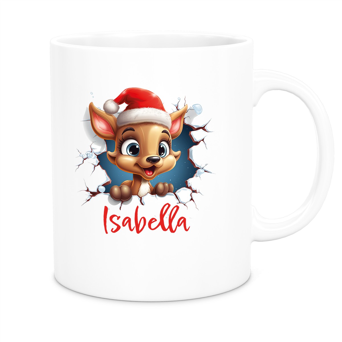 Tasse Wunschname Christmas Rentier 1 Keramik Kinderbecher versch. Farben