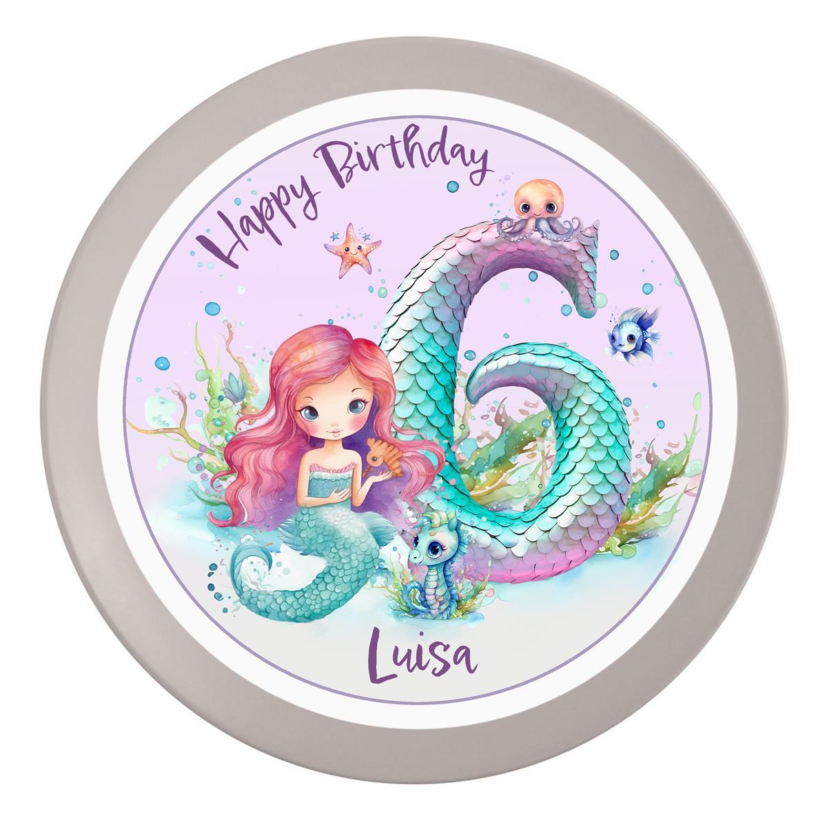 Tortenaufleger Geburtstag Meerjungfrau 1 Name & Zahl (20cm) Fondant Papier