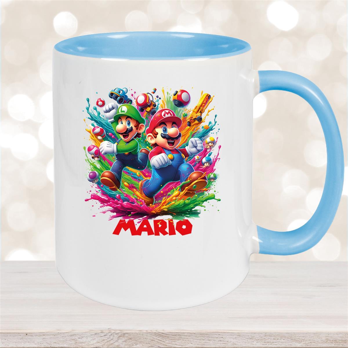 Tasse Wunschname Super-Mario #6 Keramik Kinderbecher personalisiert versch. Farben