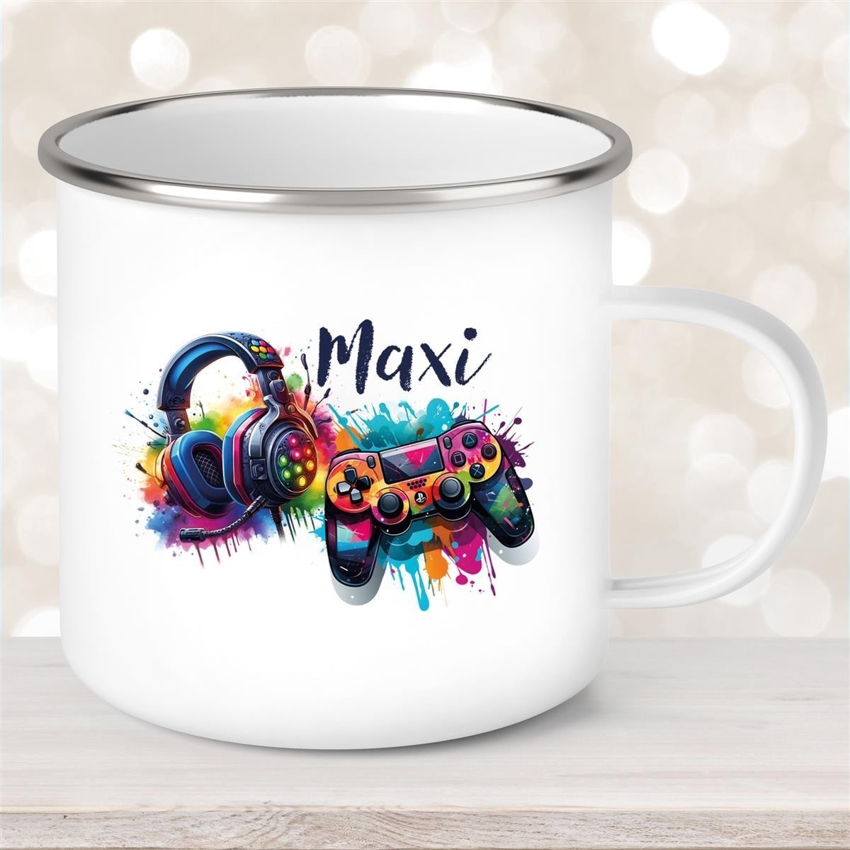 Tasse Gamer #3 Wunschname Emaille Kinderbecher personalisiert Tasse Gamer #3 Wunschname Emaille Kinderbecher personalisiert