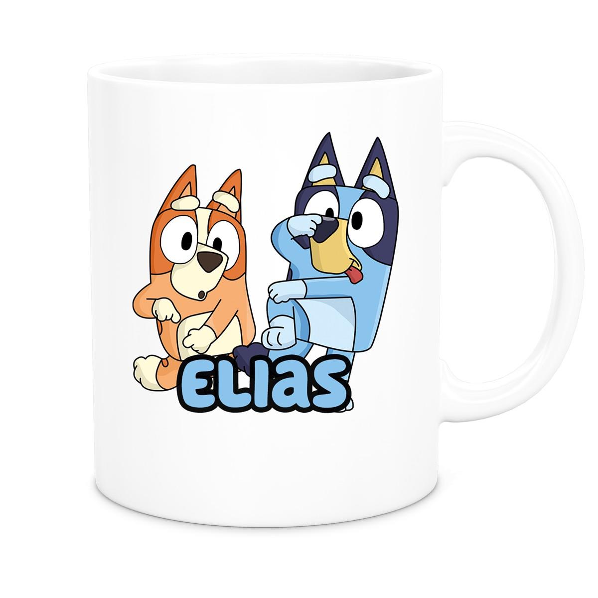 Tasse Bluey 3 Wunschname Keramik Kinderbecher personalisiert versch. Farben