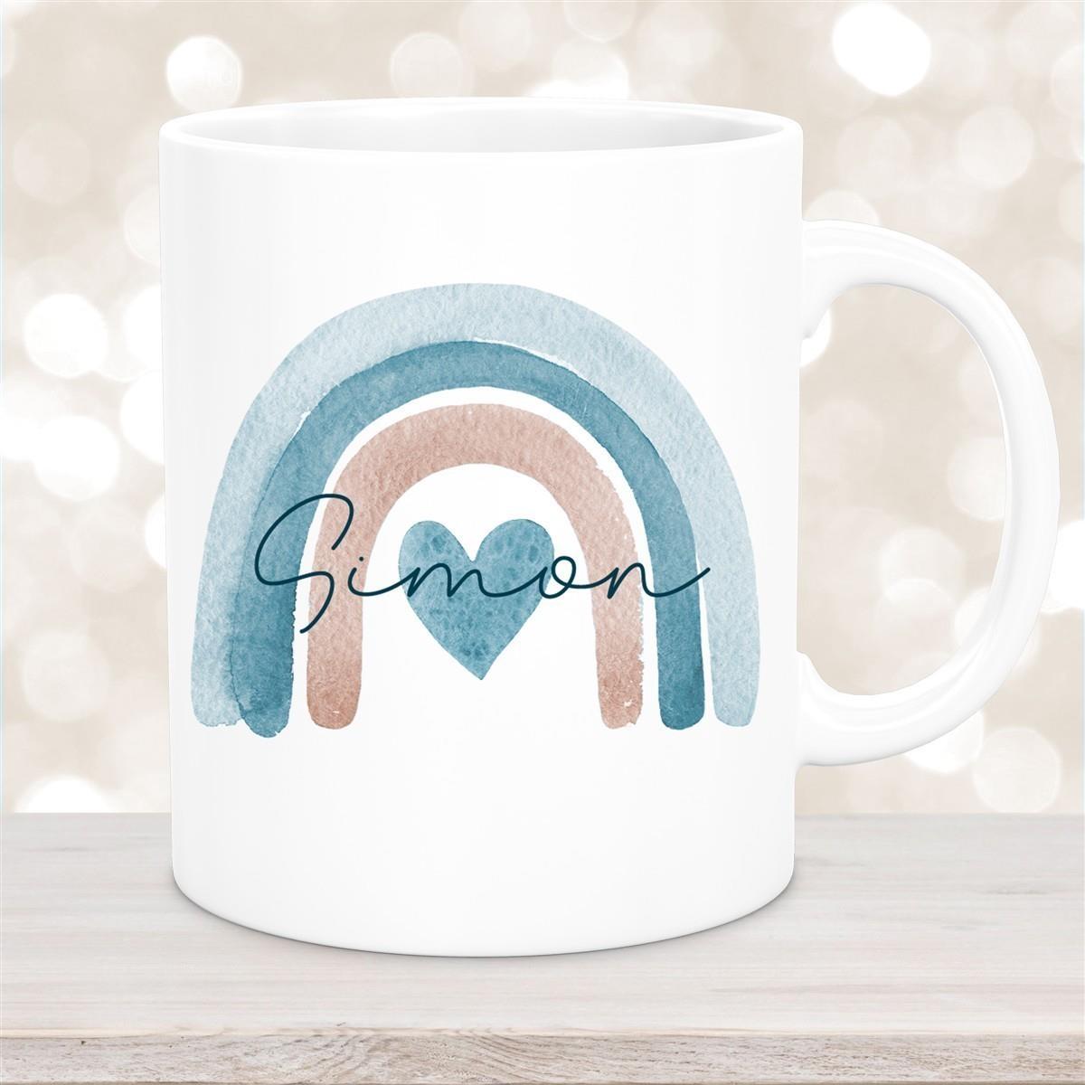 Tasse Wunschname Regenbogen 6 Keramik Kinderbecher versch. Farben