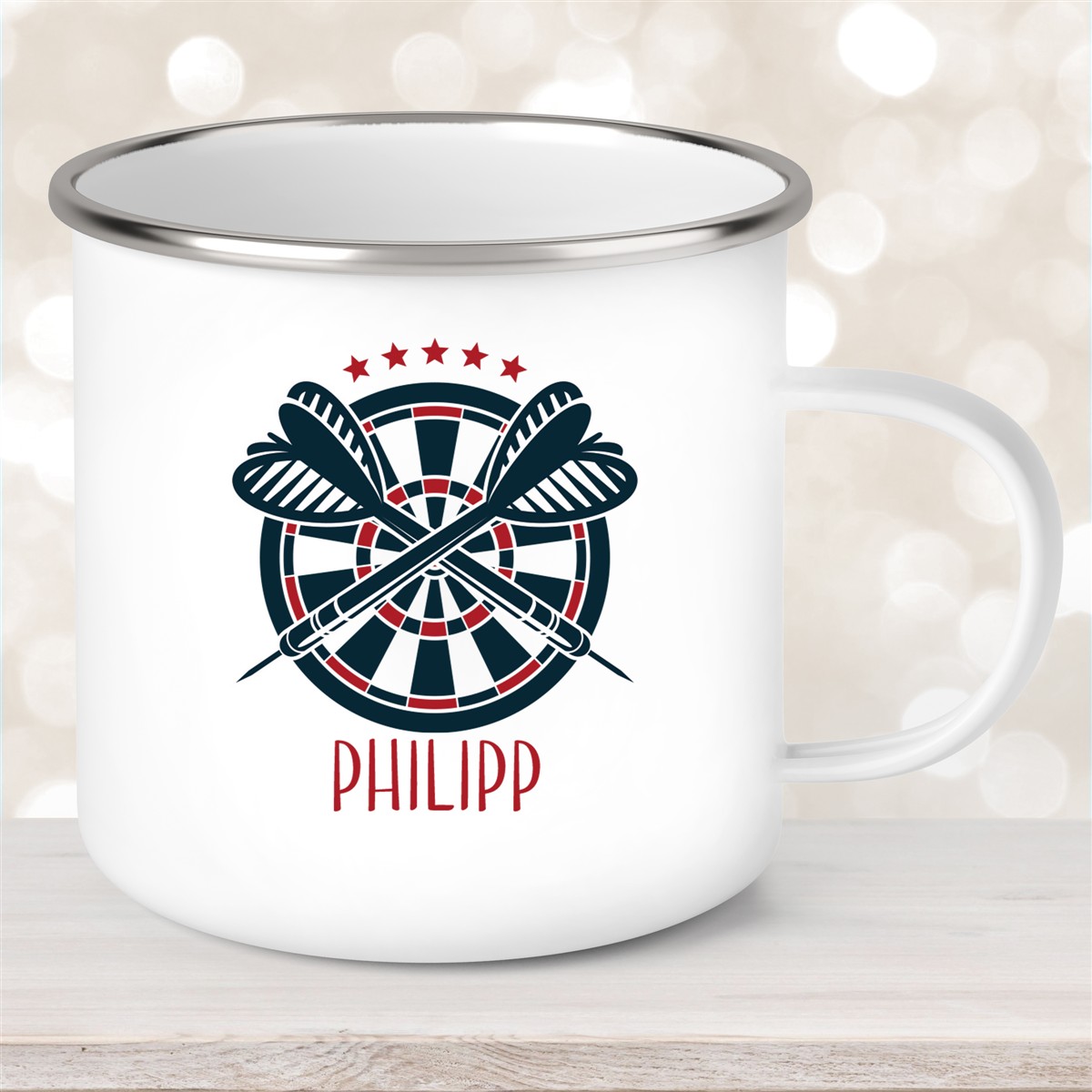 Tasse Dart #1 Wunschname Emaille Kinderbecher personalisiert Tasse Dart #1 Wunschname Emaille Kinderbecher personalisiert