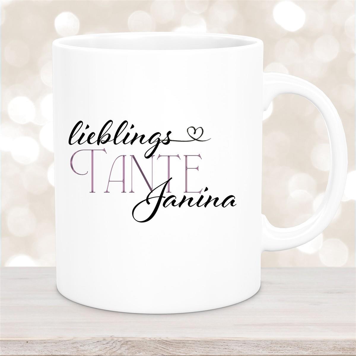 Tasse Wunschname Lieblings-Tante 1 personalisiert Keramik Becher versch. Farben