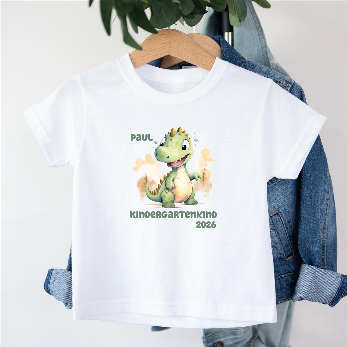 T-Shirt Kindergartenkind-Dino 1 Personalisiert mit Namen Kinder