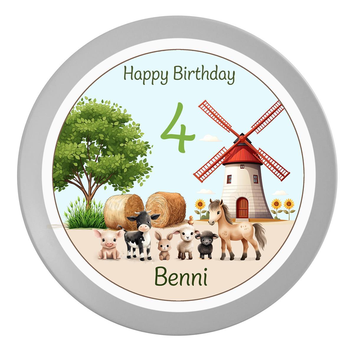 Tortenaufleger Geburtstag Bauernhof 2 Name & Zahl (20cm) Fondant Papier