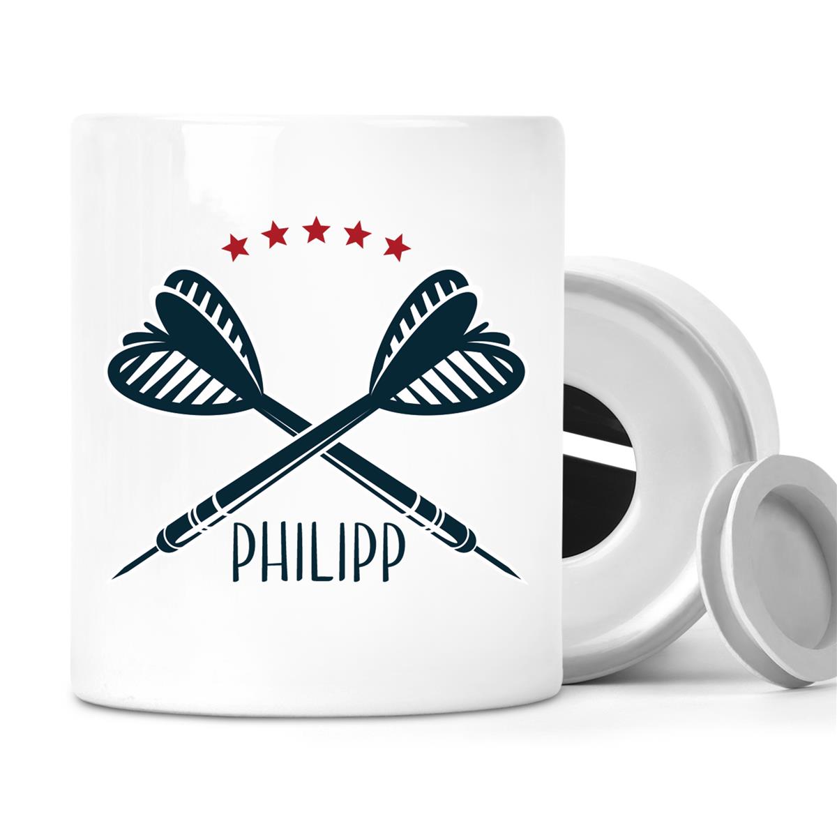 Spardose mit Wunschname Dart 3 personalisiert