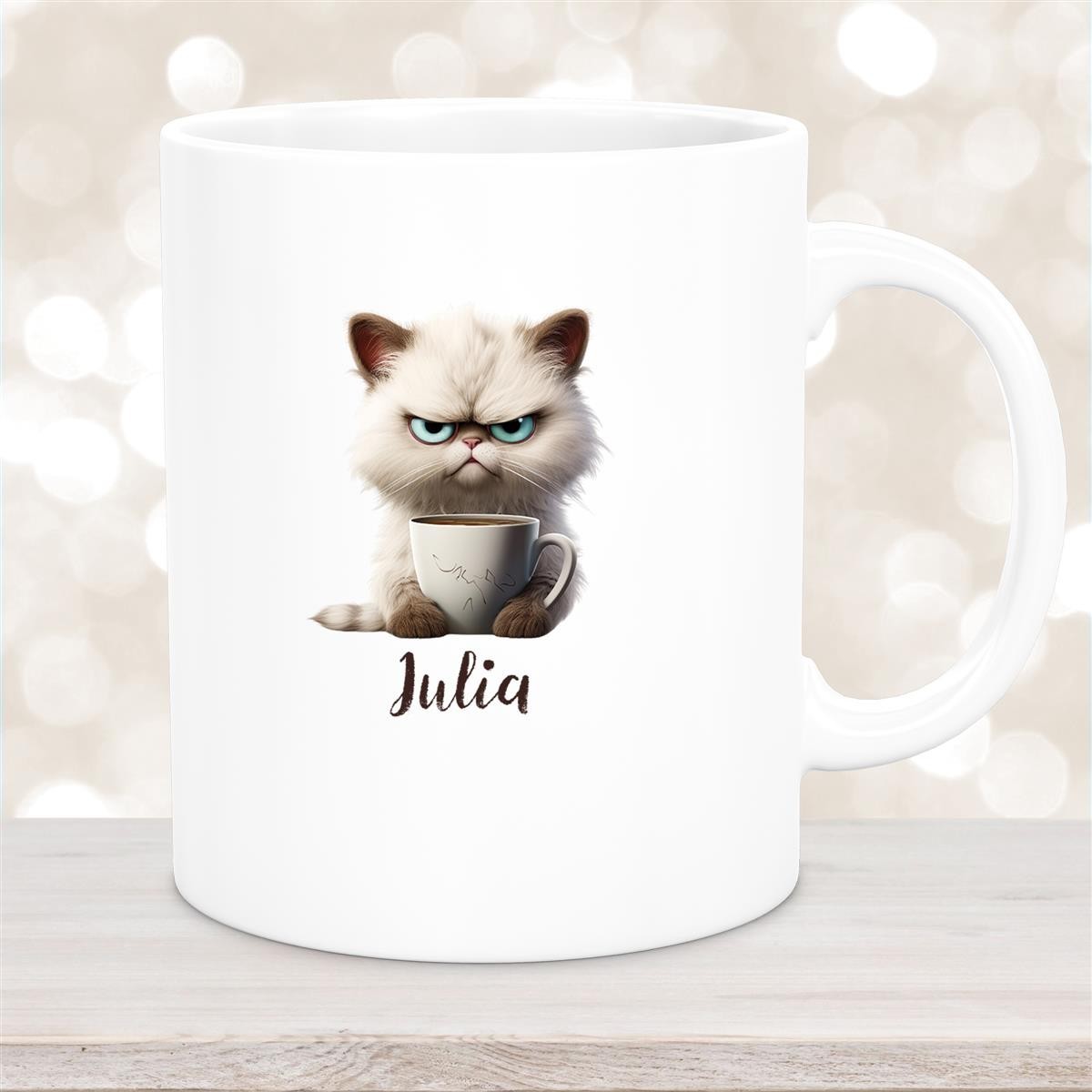 Tasse Katze Grumpy #2 Wunschname Keramik Kinderbecher personalisiert versch. Farben