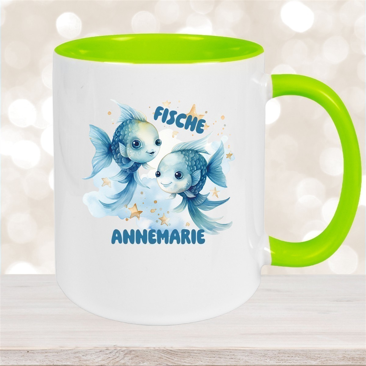 Tasse Sternzeichen Kinder Fische #1 Wunschname Keramik Kinderbecher personalisiert versch. Farben