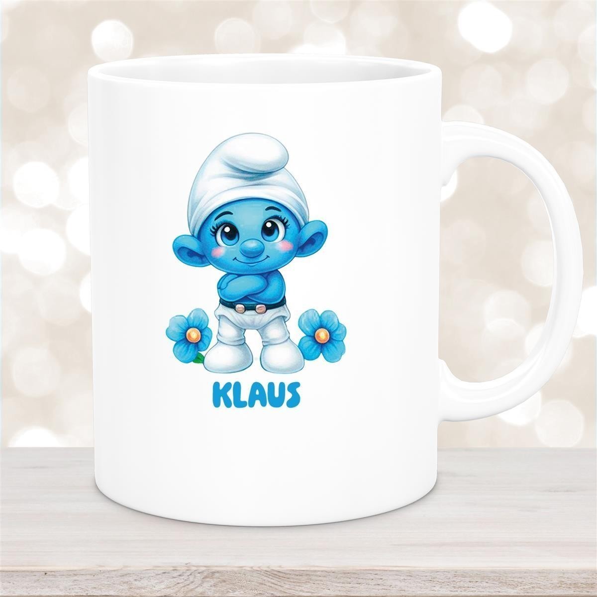Tasse Kinder Schlumpf #3 Wunschname Keramik Kinderbecher personalisiert versch. Farben