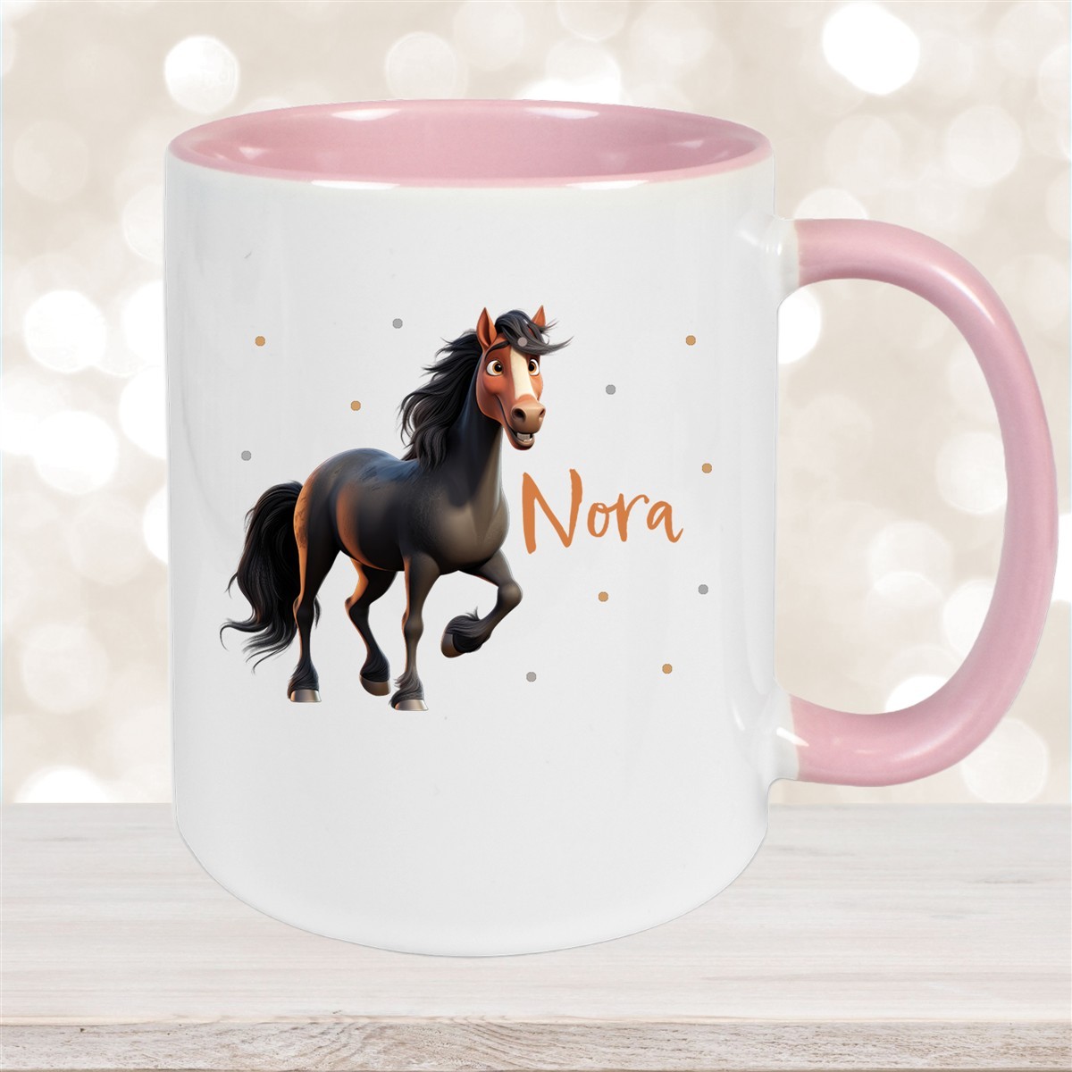 Tasse Pferd #2 Wunschname Keramik Kinderbecher personalisiert Altrosa