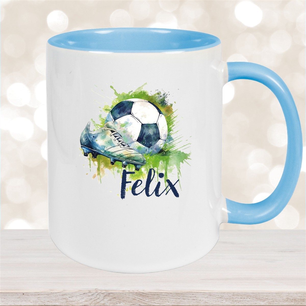 Tasse Fußball #4 Wunschname Keramik Kinderbecher personalisiert versch. Farben