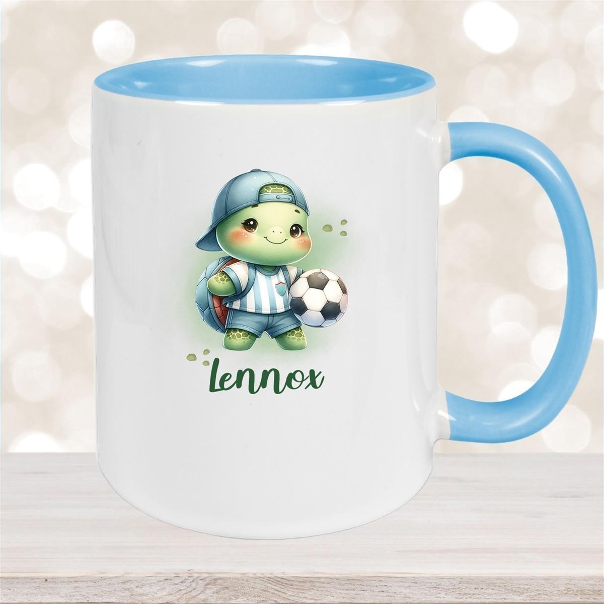 Tasse Wunschname Fußball 14 Personalisiert Keramik Kinderbecher versch. Farben