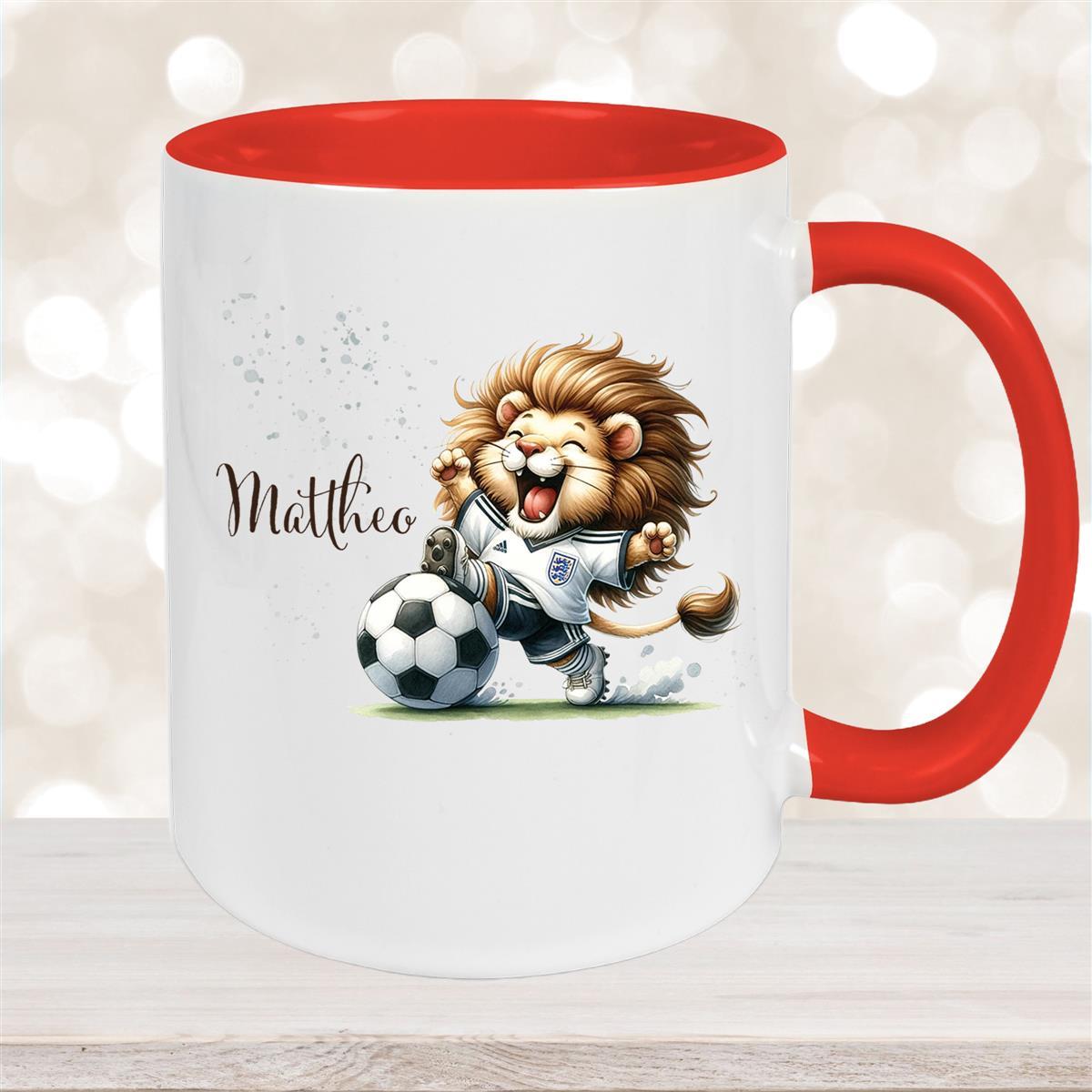 Tasse Fußball #9 Wunschname Keramik Kinderbecher personalisiert versch. Farben