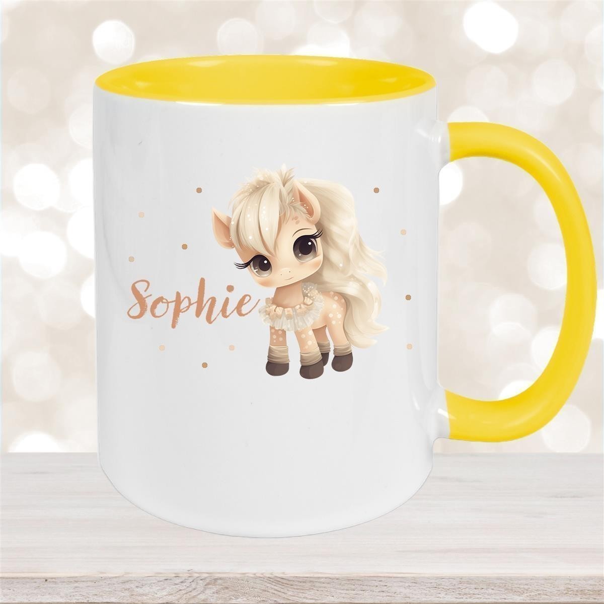 Tasse Pferd #8 Wunschname Keramik Kinderbecher personalisiert versch. Farben