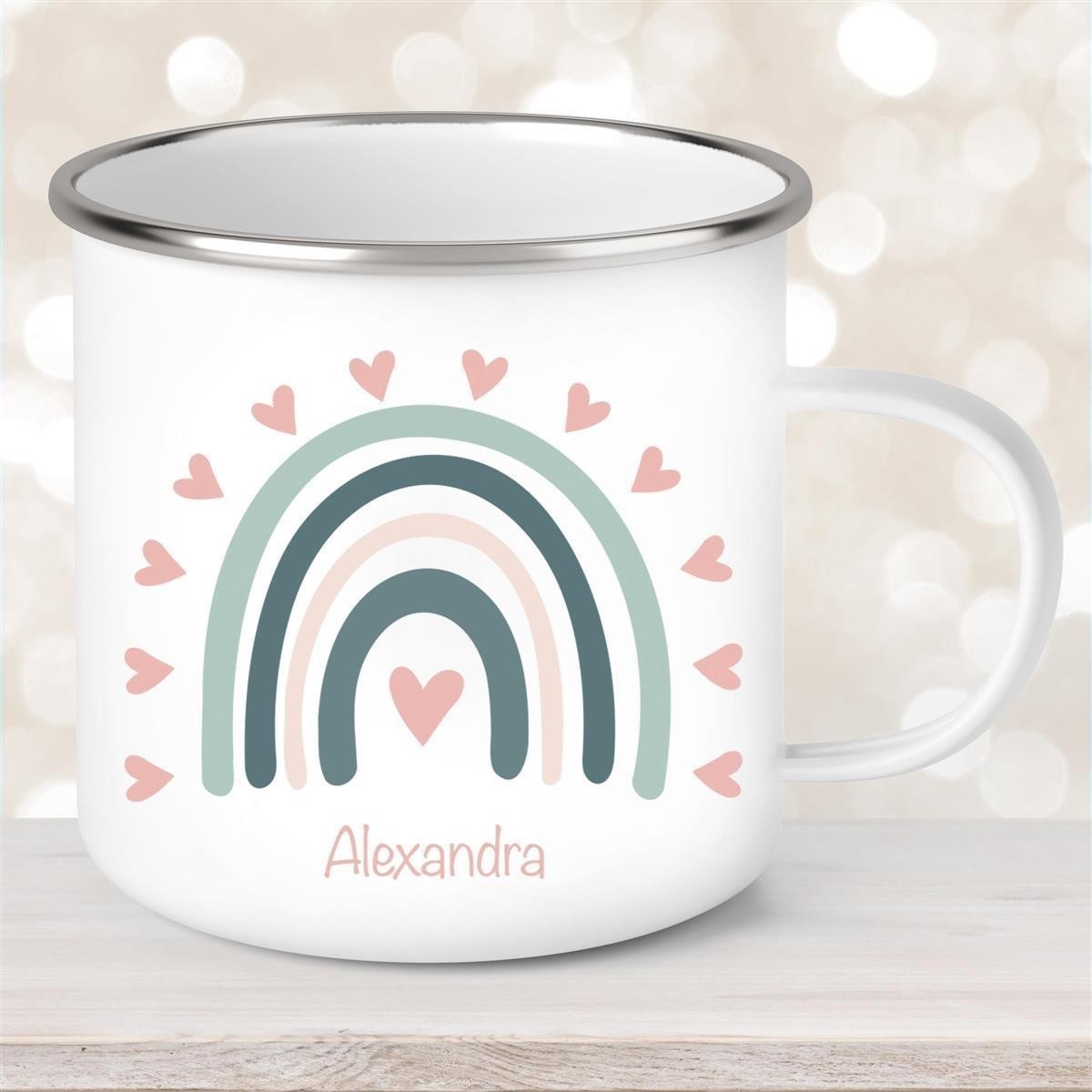Tasse Wunschname Regenbogen #4 Emaille Kinderbecher Tasse Wunschname Regenbogen #4 Emaille Kinderbecher