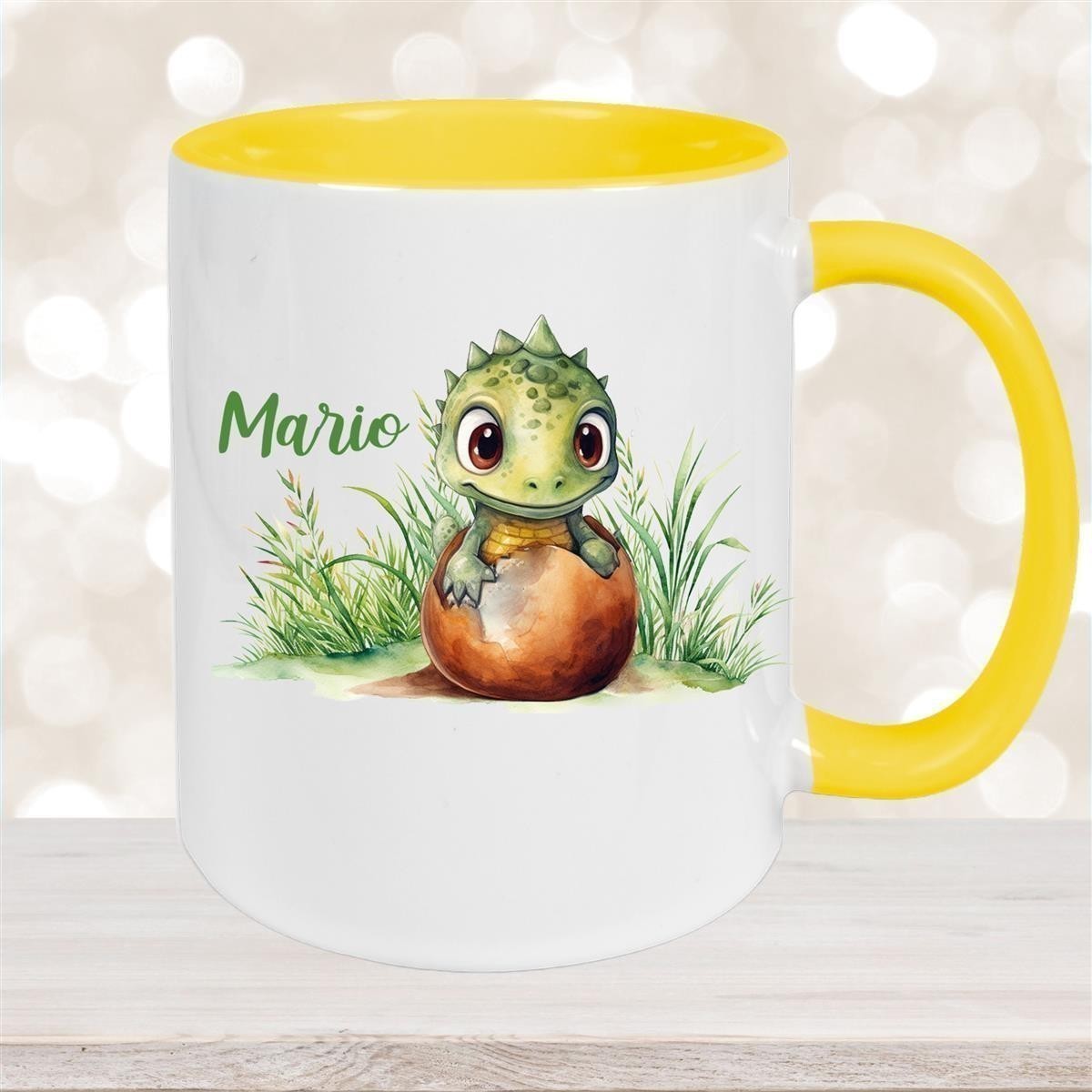 Tasse Dino #7 Wunschname Keramik Kinderbecher Personalisiert versch. Farben