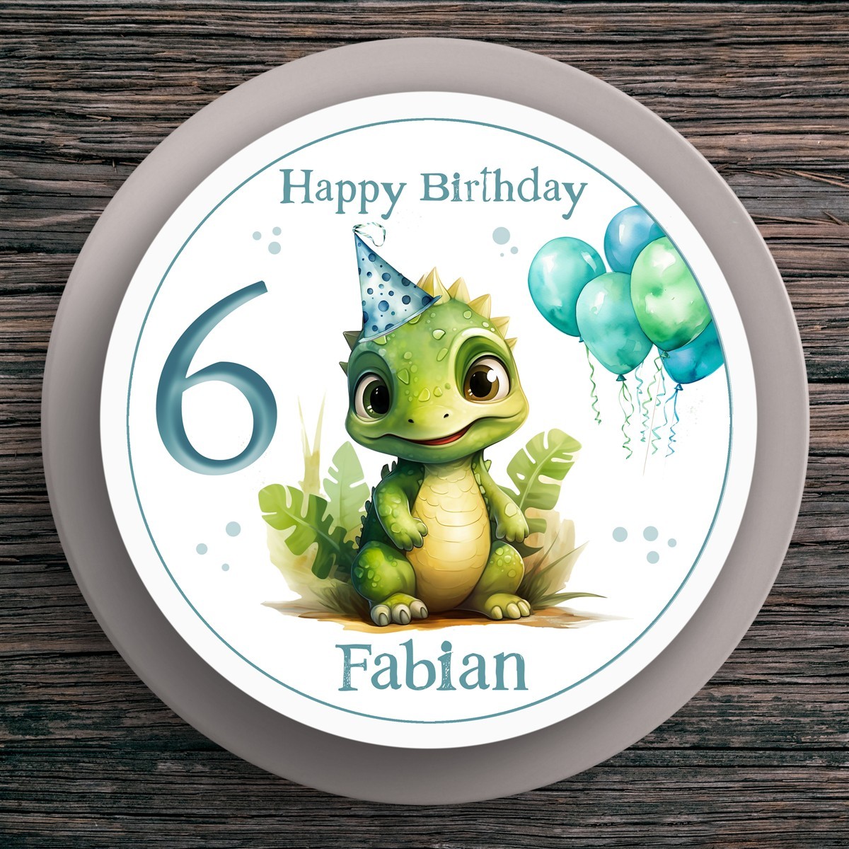 Tortenaufleger Geburtstag Dino #6 Name & Zahl (20cm) Tortenaufleger Geburtstag Dino #6 Name & Zahl (20cm)