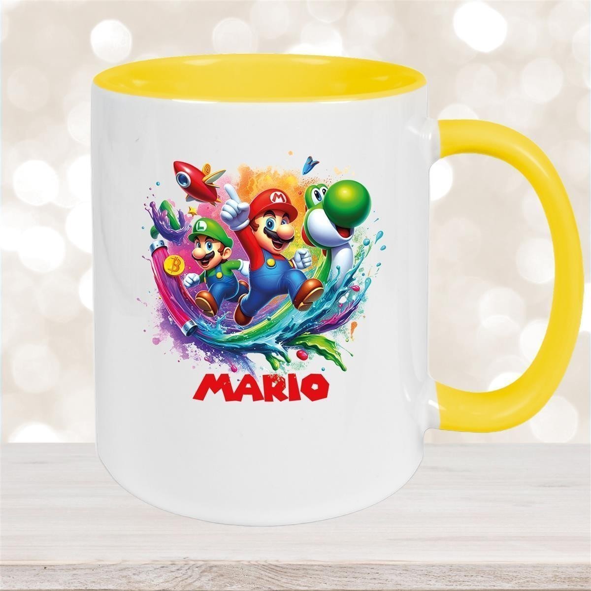 Tasse Wunschname Super-Mario #2 Keramik Kinderbecher personalisiert versch. Farben