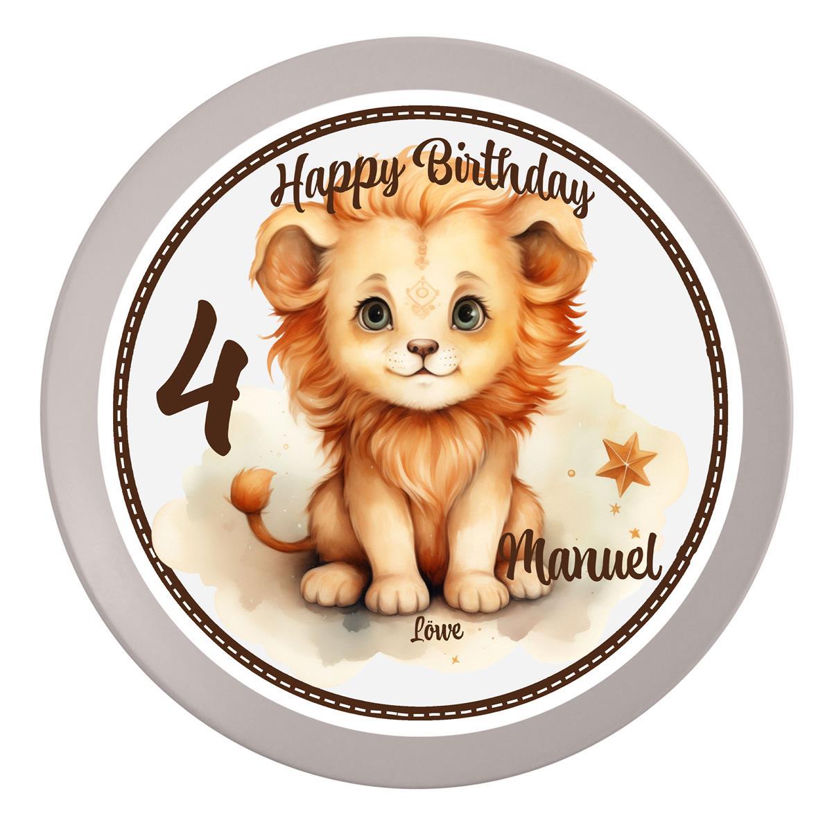 Tortenaufleger Geburtstag Sternzeichen Löwe 1 Name & Zahl (20cm) Fondant Papier