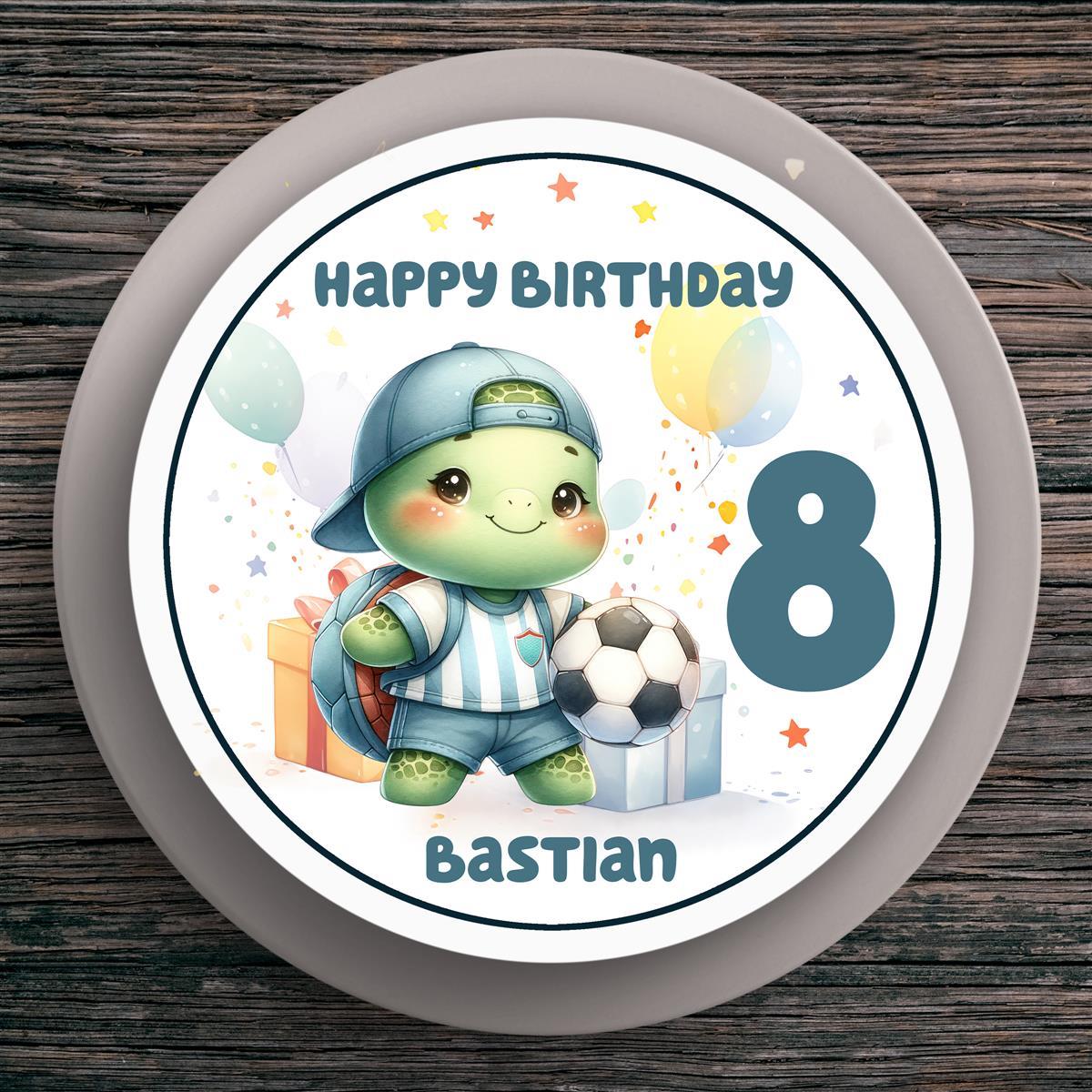Tortenaufleger Geburtstag Fußball #10 Personalisiert Name & Zahl (20cm) Fondant Papier