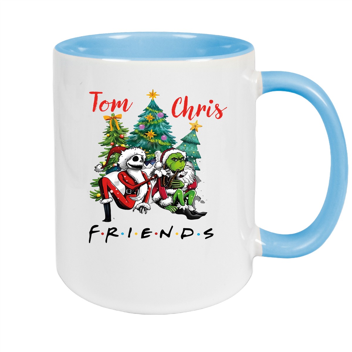 Tasse Wunschname Weihnachten Grinch Jack #6 Keramik Becher Hellblau