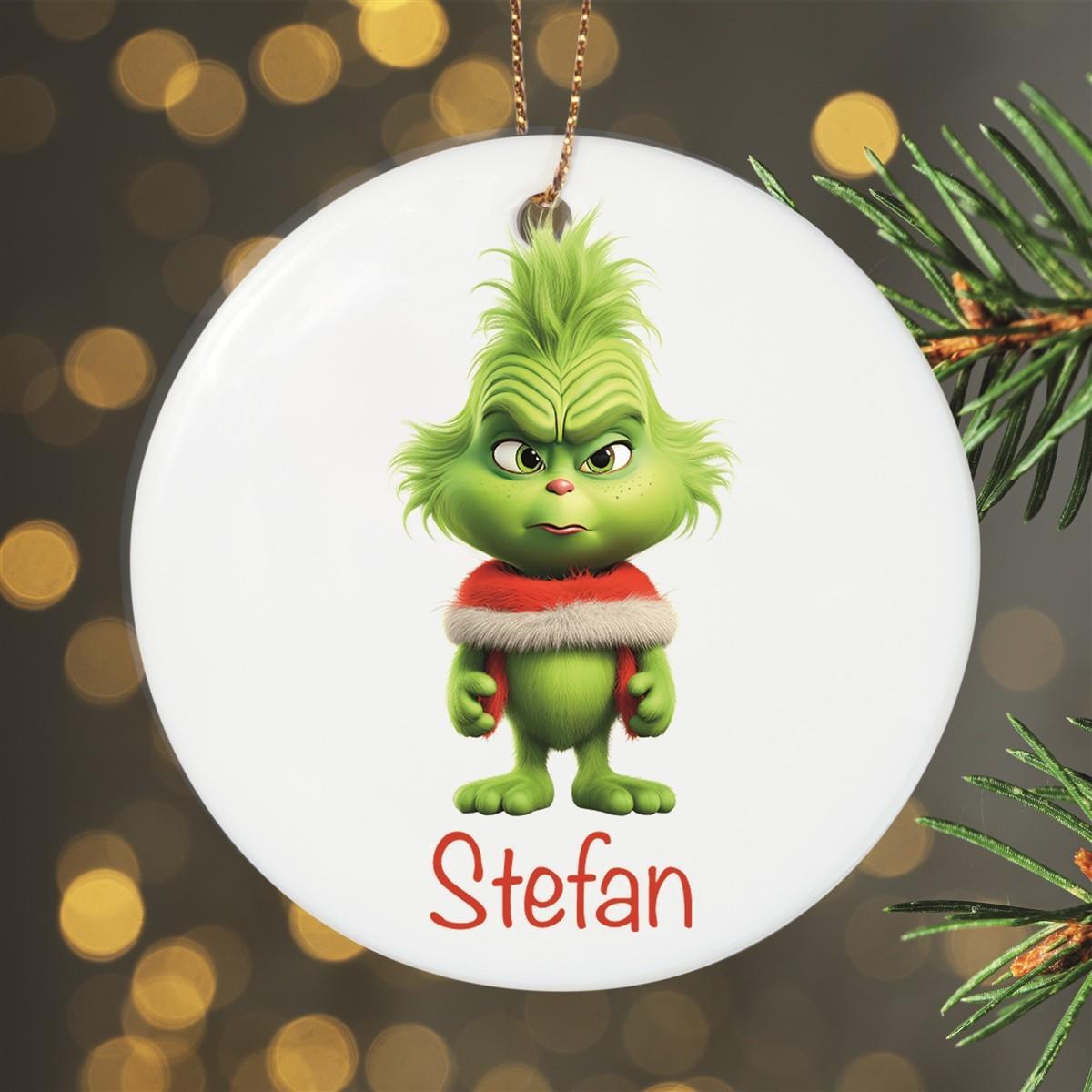 Weihnachtsanhänger personalisiert Grinch 1 Name Motiv Anhänger Keramik, Weihnachtsschmuck, Weihnachtskugel, Christbaumschmuck versch. Formen